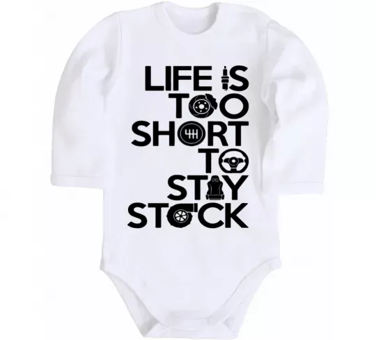 Дитячий бодік Life is too short to stay stack Білий фото