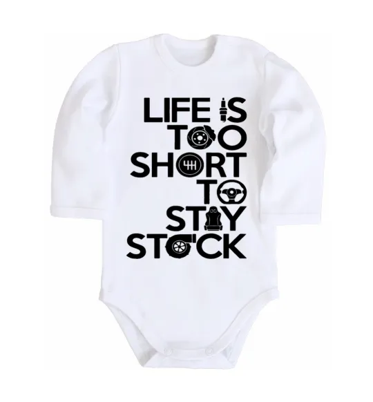 Дитячий бодік Life is too short to stay stack Білий фото