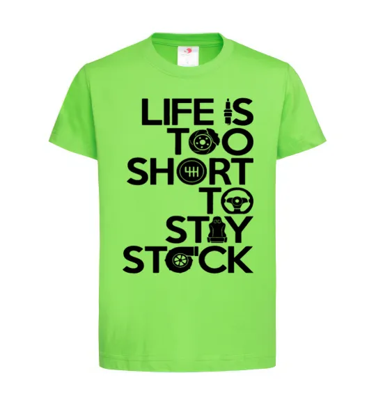 Дитяча футболка Life is too short to stay stack Лаймовий фото