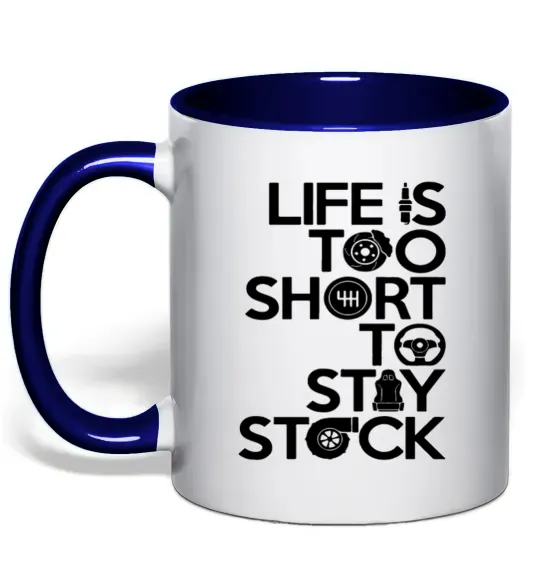 Чашка з кольоровою ручкою Life is too short to stay stack Глибокий темно-синій фото