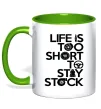 Чашка с цветной ручкой Life is too short to stay stack Лаймовый фото