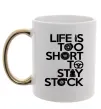 Чашка з кольоровою ручкою Life is too short to stay stack Золото фото