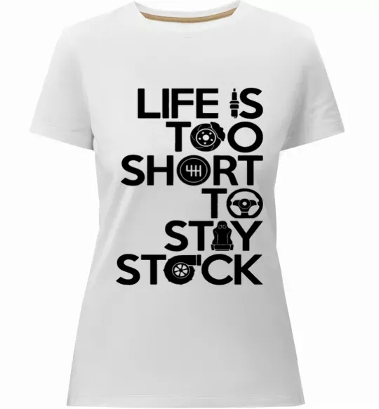 Жіноча преміум футболка Life is too short to stay stack Білий фото