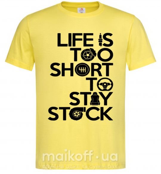 Мужская футболка Life is too short to stay stack Лимонный фото