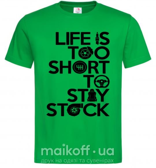 Мужская футболка Life is too short to stay stack Зеленый фото