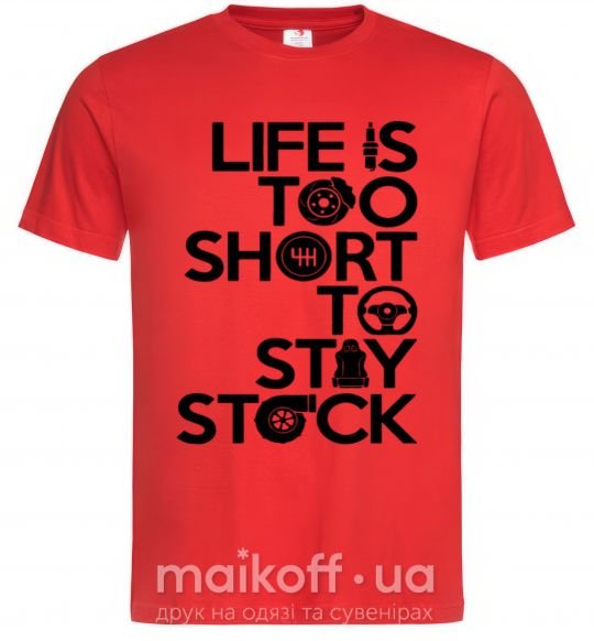 Мужская футболка Life is too short to stay stack Красный фото