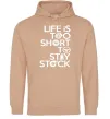 Женская толстовка (худи) Life is too short to stay stack Песочный фото
