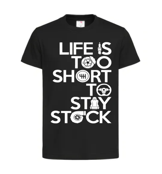 Дитяча футболка Life is too short to stay stack Чорний фото