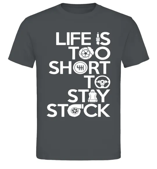 Чоловіча футболка Life is too short to stay stack Графіт фото