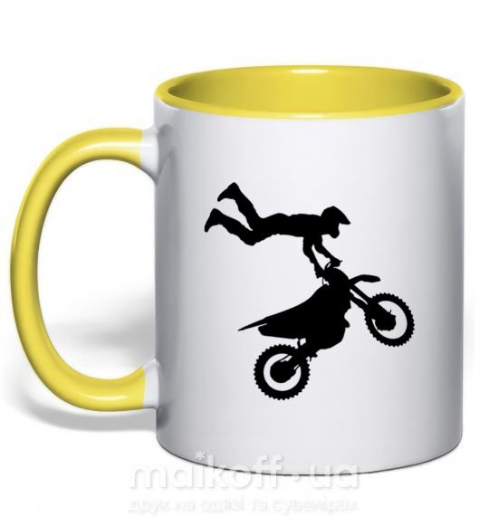 Чашка с цветной ручкой moto tricks Солнечно желтый фото