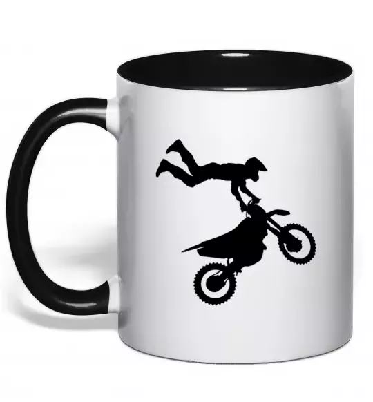 Чашка з кольоровою ручкою moto tricks Чорний фото