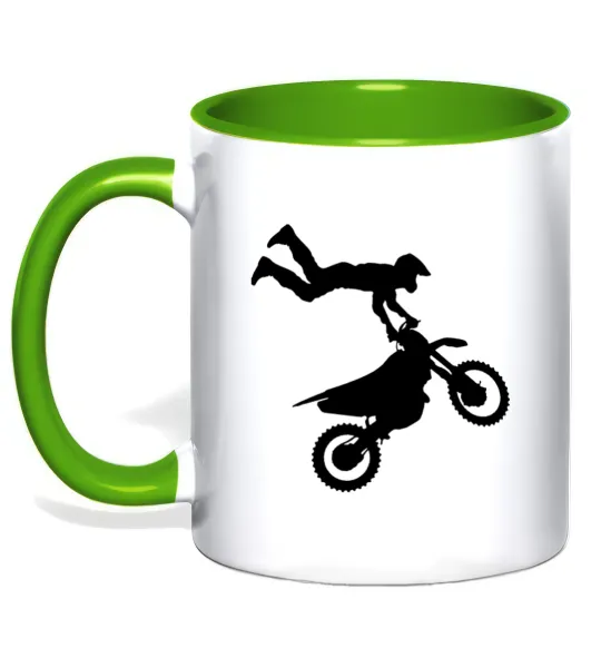 Чашка з кольоровою ручкою moto tricks Лаймовий фото