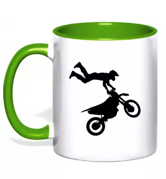 Чашка з кольоровою ручкою moto tricks Зелений фото