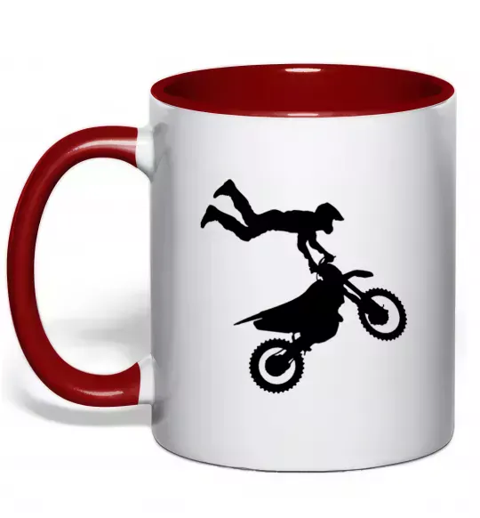 Чашка з кольоровою ручкою moto tricks Червоний фото