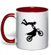 Чашка з кольоровою ручкою moto tricks Червоний фото