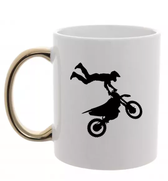 Чашка з кольоровою ручкою moto tricks Золото фото