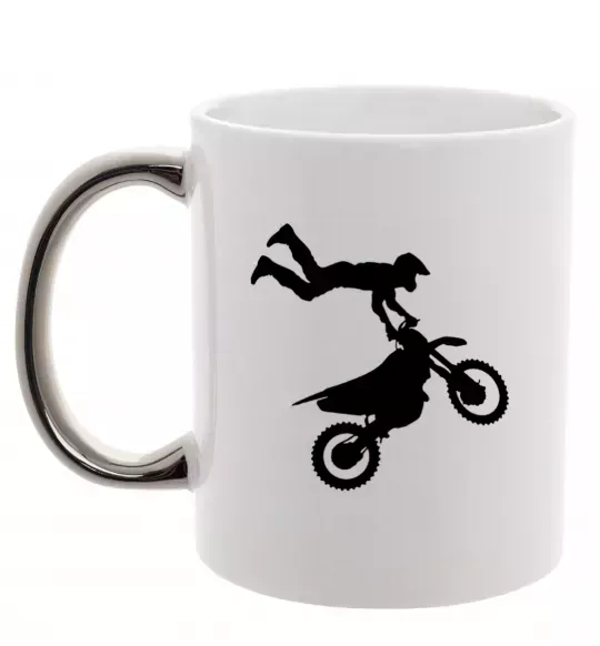 Чашка з кольоровою ручкою moto tricks Срібло фото