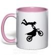 Чашка с цветной ручкой moto tricks Нежно розовый фото