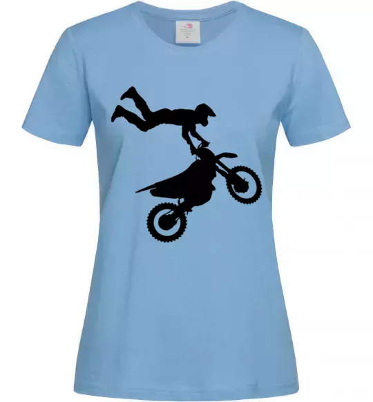Жіноча футболка moto tricks Блакитний фото