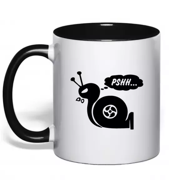 Чашка з кольоровою ручкою Pshh Чорний фото