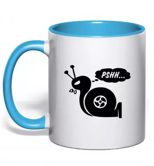 Чашка з кольоровою ручкою Pshh Блакитний фото