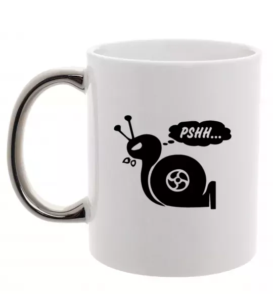 Чашка з кольоровою ручкою Pshh Срібло фото