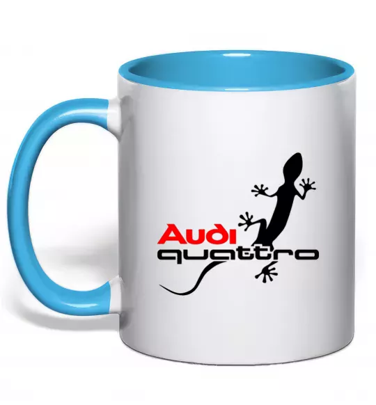 Чашка з кольоровою ручкою Quattro Блакитний фото