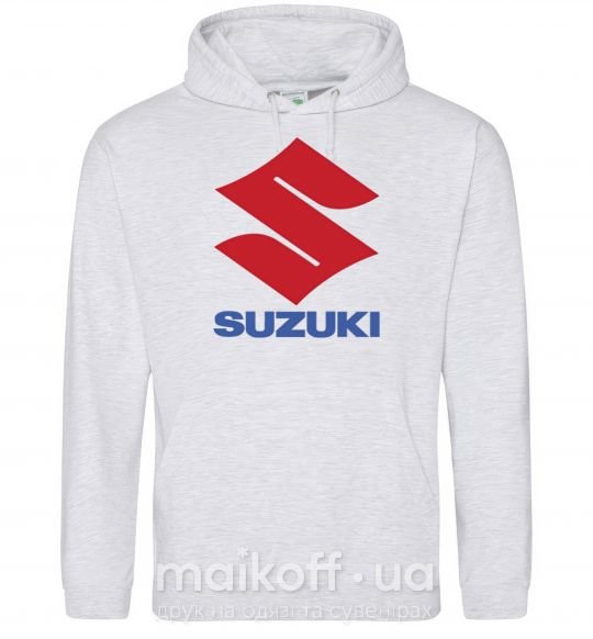 Мужская толстовка (худи) Suzuki Logo Серый меланж фото