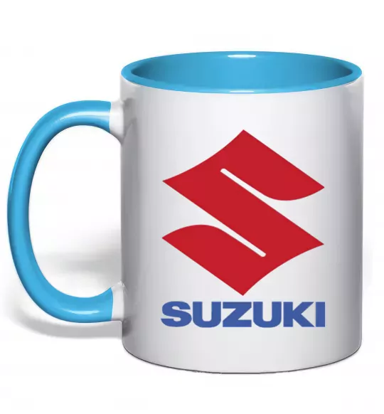 Чашка с цветной ручкой Suzuki Logo Голубой фото