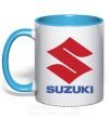 Чашка з кольоровою ручкою Suzuki Logo Блакитний фото