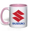 Чашка з кольоровою ручкою Suzuki Logo Ніжно рожевий фото