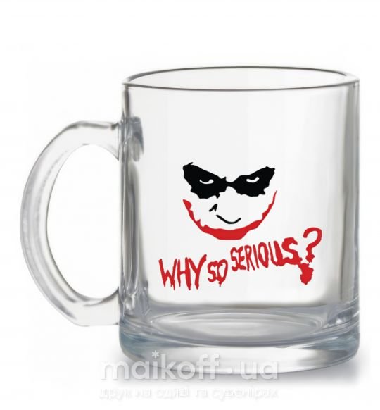 Чашка скляна Why so serios joker Прозорий фото