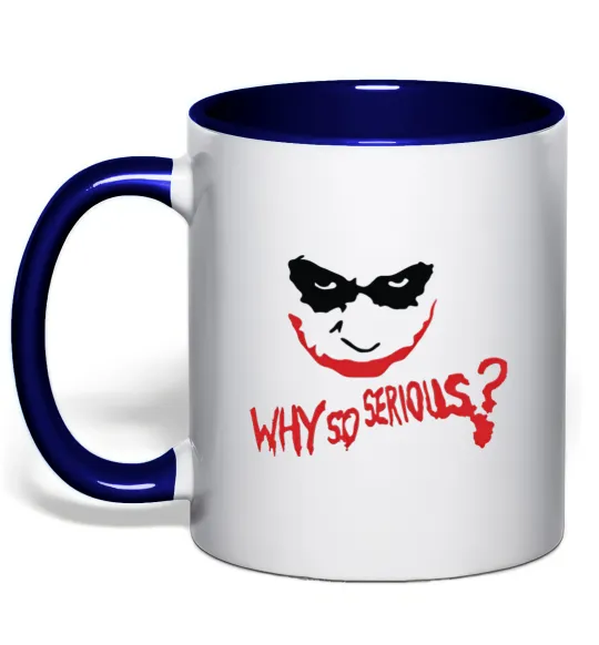 Чашка з кольоровою ручкою Why so serios joker Глибокий темно-синій фото