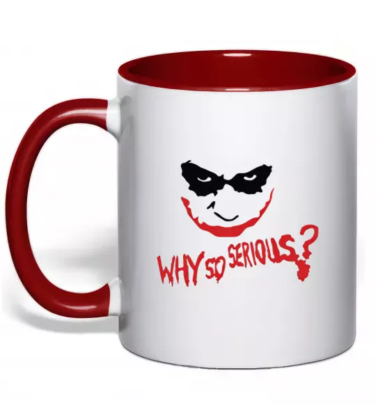Чашка з кольоровою ручкою Why so serios joker Червоний фото