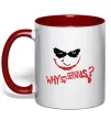 Чашка з кольоровою ручкою Why so serios joker Червоний Чашка з кольоровою ручкою Why so serios joker Червоний фото