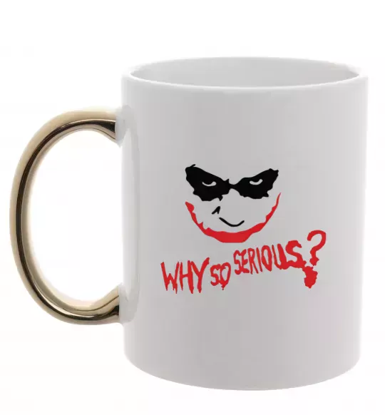 Чашка з кольоровою ручкою Why so serios joker Золото фото