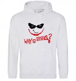 Мужская толстовка (худи) Why so serios joker Серый меланж фото