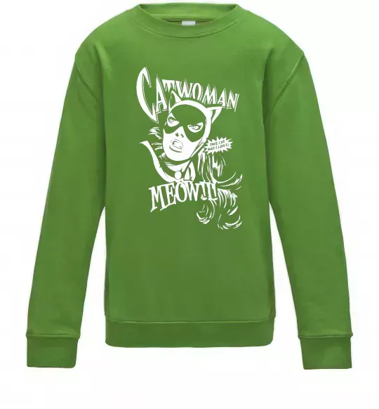 Детский Свитшот Жінка кішка Лаймовый фото