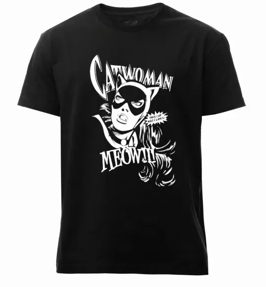 Мужская премиум футболка Жінка кішка Черный фото