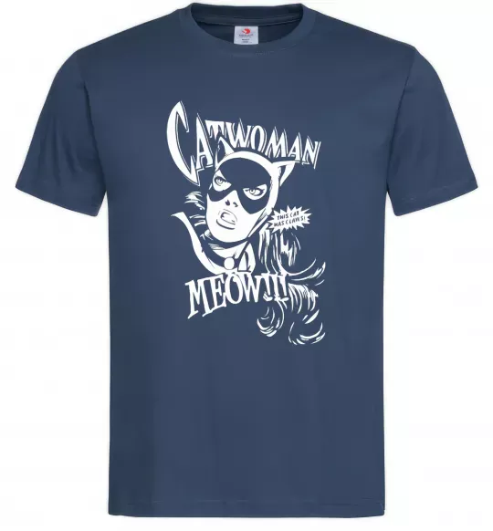 Чоловіча футболка Жінка кішка Темно-синій фото