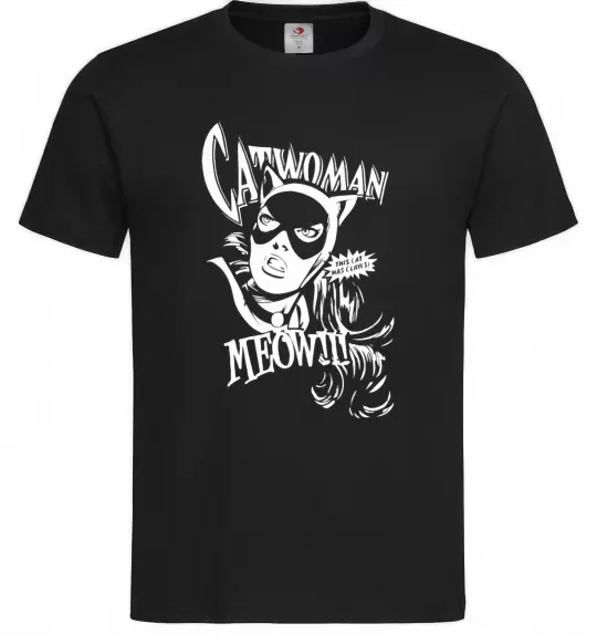 Чоловіча футболка Жінка кішка Чорний фото