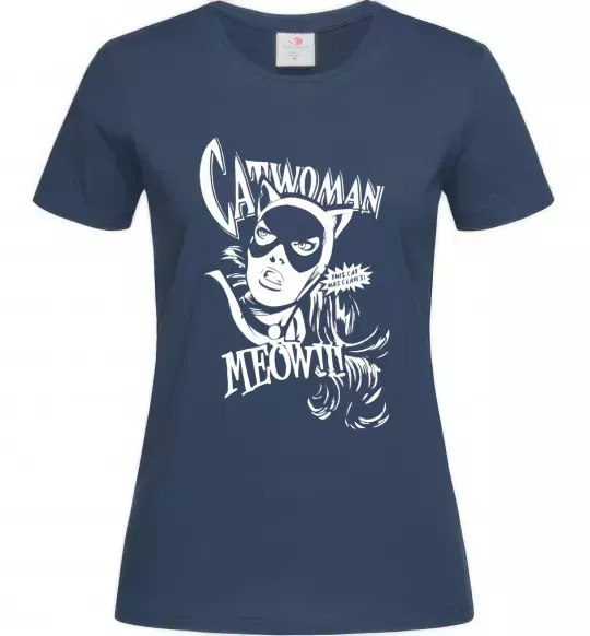 Жіноча футболка Жінка кішка Темно-синій фото