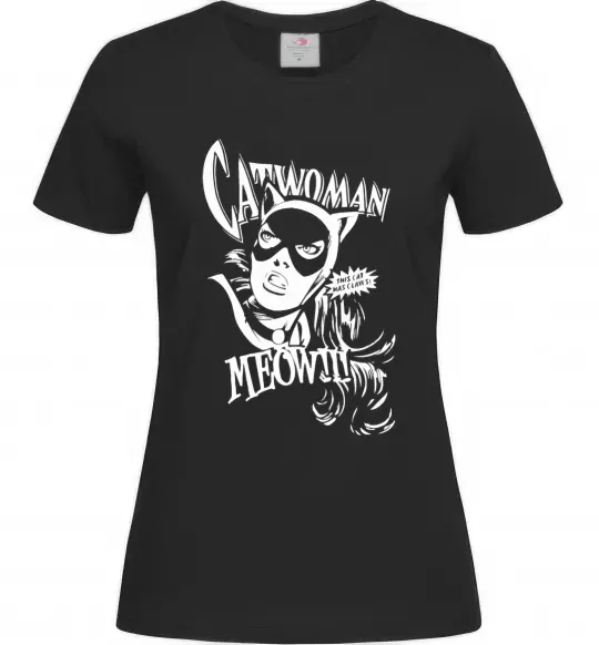 Жіноча футболка Жінка кішка Чорний фото