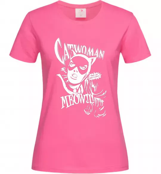 Жіноча футболка Жінка кішка Яскраво-рожевий фото