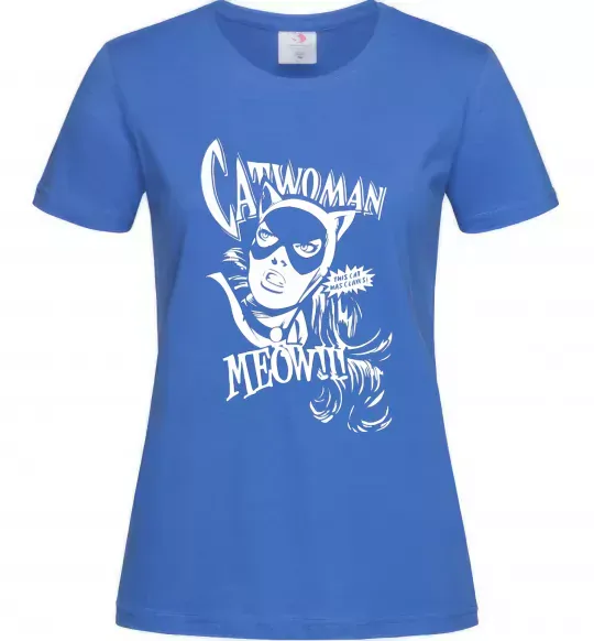 Жіноча футболка Жінка кішка Яскраво-синій фото