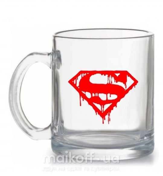 Чашка стеклянная Superman logo Прозрачный фото