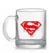 Чашка стеклянная Superman logo Прозрачный фото