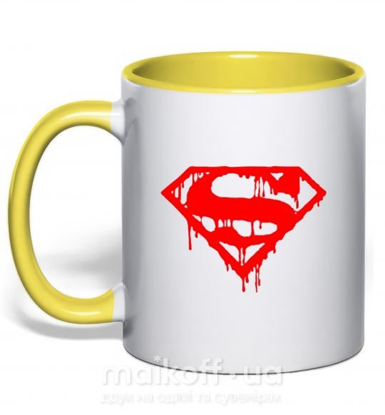Чашка с цветной ручкой Superman logo Солнечно желтый фото