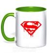 Чашка з кольоровою ручкою Superman logo Зелений фото
