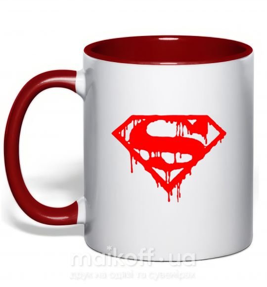 Чашка с цветной ручкой Superman logo Красный фото